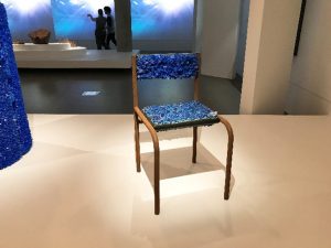 Elliot Bastianon, Chair from the Growth Sites Series, 2018, blue crystal, steel, copper sulphate.